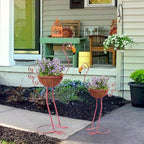 Metal Flamingo Planter with Basket -Garden Bird Planters - Image 2