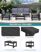 SERWALL HDPE Patio Furniture Set, 7-piece Outdoor Sectional Sofa Set, All - Image 7
