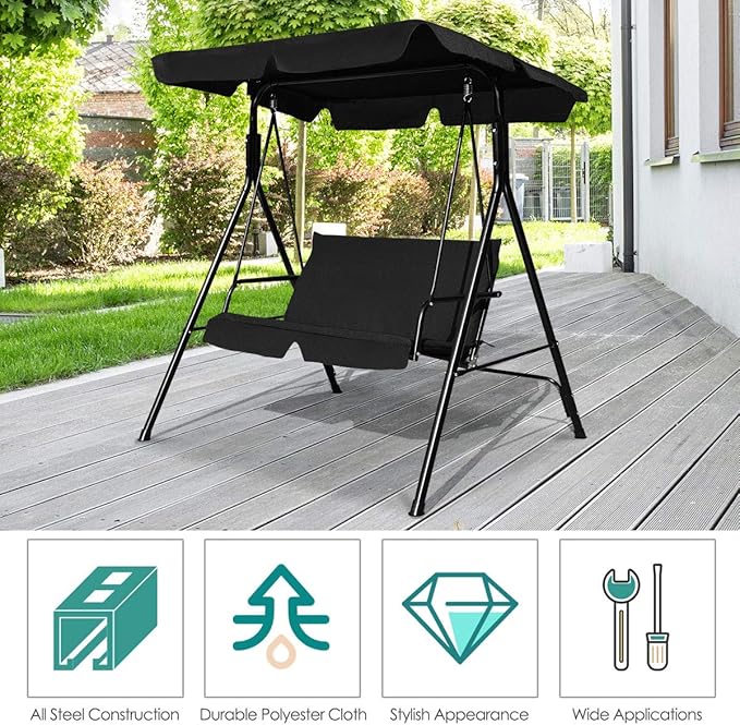 Tangkula 2 Person Porch Swing, Outdoor Swing - Image 5