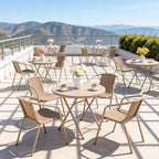 VINGLI PE Rattan Outdoor Dining Chairs Set of 2, Plastic Stackable Patio Chairs - Image 8