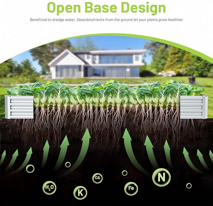 2PCS 8x4x1FT Galvanized Raised Garden Bed, Galvanized Planter Raised Garden - Image 2