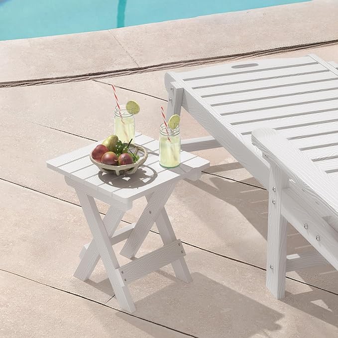 LUE BONA Small Outdoor Folding Side Table, HDPS Outside End Table - Image 2