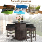 Tangkula 5 Piece Outdoor Rattan Bar Set, Patio Bar Furniture - Image 9