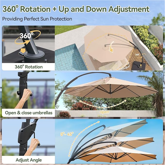 Aoxun 11 FT Cantilever Umbrella - Image 5