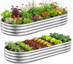 GADI Metal Raised Garden Bed 2Sets Galvanized Planter Box by GADI