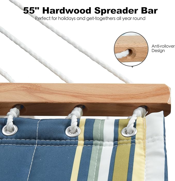 2 Person 12FT Hammocks for Outside, Double Quilted Fabric Outdoor Hammock - Image 4