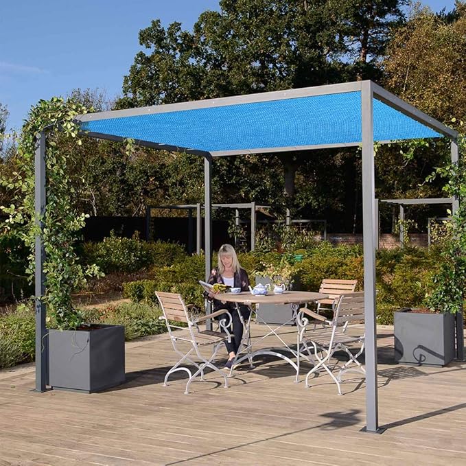 Eden's Decor Straight Flat-Edged Sun Shade Sail Rectangular 11' x 18' Blue - Image 7