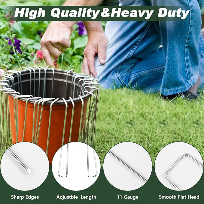 FEED GARDEN 12 Inch 50 Pack Galvanized Landscape Staples 11 Gauge Anti-Rust - Image 4