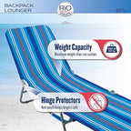 Rio Beach Portable Lay Flat Folding Backpack Beach Lounge Chair - Image 3