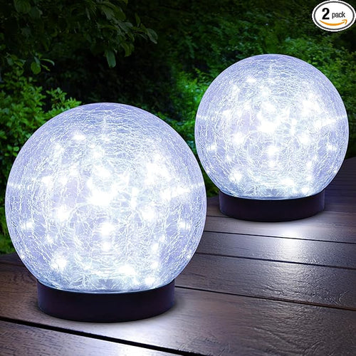 2-Pack Garden Solar Lights Outdoor, Cracked Glass Ball Light Waterproof by ASOMST