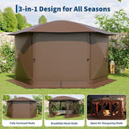 11.5x11.5FT 6-Sided Pop Up Gazebo Tent，One-Push Setup Canopy Tent - Image 3
