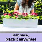 LaLaGreen Wall Planters White Carbon Steel Metal Hanging Flower Pots, Long - Image 5