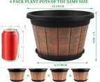 Quarut 4 Pack 10 inch Plant Pots, Upgrade Whiskey Barrel Planters - Image 2