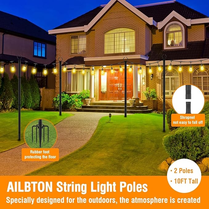 AILBTON 4 Pack 2.8Ft String Light Poles, Light Poles - Image 2