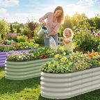 Kesfitt Raised Garden Bed, Metal Galvanized Steel Oval Garden Bed 8x2x1.5 ft - Image 6