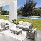 Belord Wicker Patio Furniture 5 Piece Outdoor Sofa Set, Oversize Outdoor Dining - Image 3