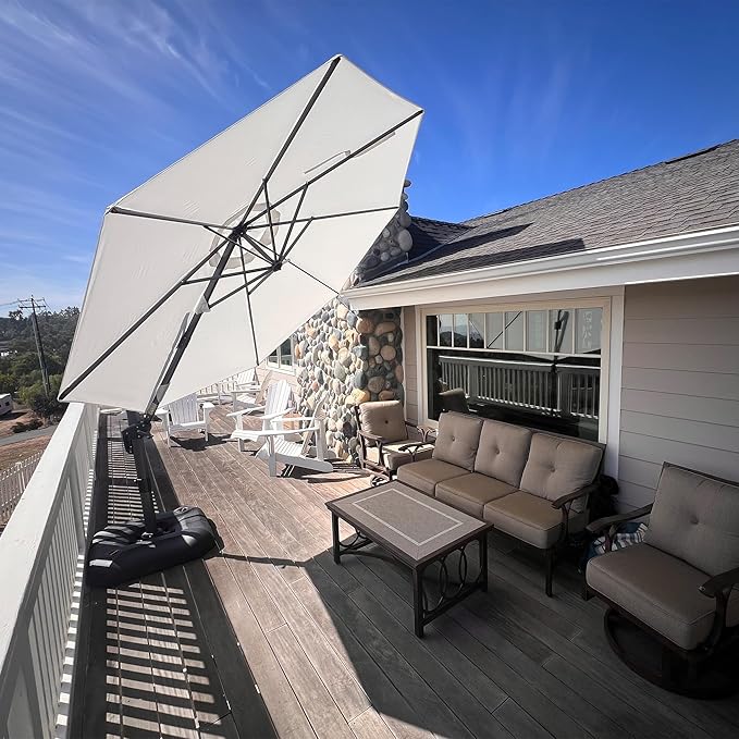 PURPLE LEAF 11 Feet Patio Umbrella Outdoor Cantilever Round Umbrella Aluminum by PURPLELEAF