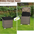 RELAX4LIFE Wicker Outdoor Storage Ottoman, 2-Piece Rattan Footstool w/Removable - Image 5