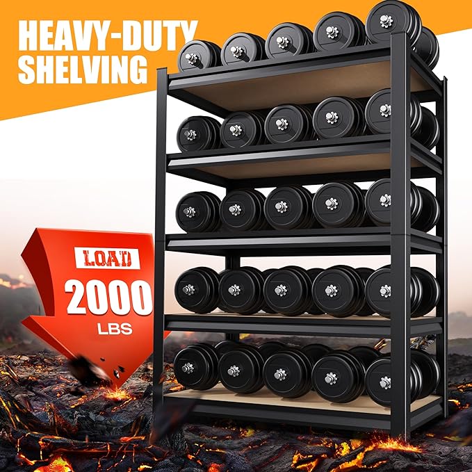 Set of 2 Garage Shelving Heavy Duty Storage Shelves, Metal Adjustable Shelving - Image 4