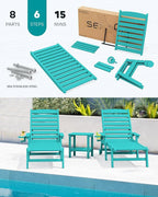 SERWALL Patio Chaise Lounge Chair Set of 2, Poly Lounge Chair - Image 6