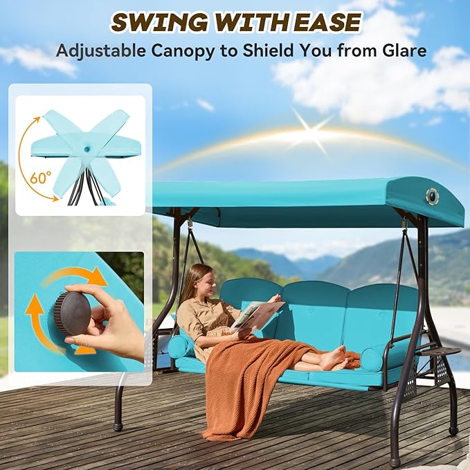 3 in 1 Patio Swing with Adjustable Canopy - Image 4