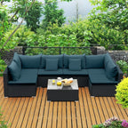 Tangkula 7 Piece Patio Furniture Set, Outdoor Wicker Sectional Sofa - Image 3