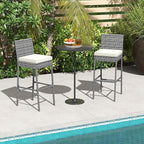 HAPPYGRILL Patio Wicker Barstools Set of 2, Outdoor Bar Height Chair w/Soft - Image 4