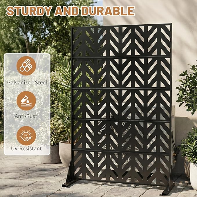 VINGLI Privacy Fence Panels, 72H’’ x 47W’’ Metal Privacy Screen Freestanding - Image 5