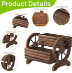 Wooden Wagon Planter Wooden Flower Cart - Image 5