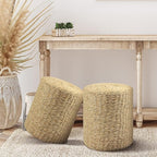 Wimarsbon Decor Round Pouf Ottoman Single Strand Paper Rope Pouf Footrest - Image 5