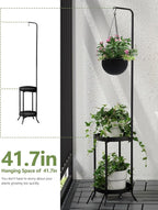 Hanging Plant Stand Indoor Outdoor, Space-Saving Corner Metal Plant Shelf 3 - Image 5