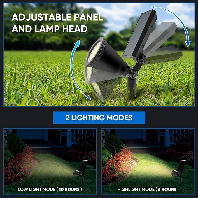 KEV 800 Lumens Solar Spot Lights Outdoor, 18 LEDs Solar Flood Lights - Image 4