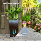Outsunny Tall Planters for Outdoor Plants Set of 3, 24 in Taper Planters - Image 5