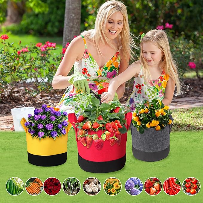 Grow Bags 7 Gallon, 6 Pack Fabric Plant Pots - Image 5