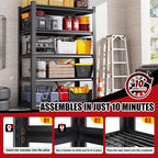 Set of 4 Garage Shelving-3000 lbs 5 Tier Storage Shelves, Adjustable Heavy Duty - Image 5