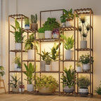 Bamworld Plant Stand with Grow Lights Large Plant Shelf Indoor Hanging Plants by Bamworld