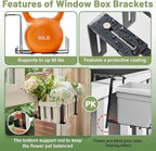 4 Pack Window Box Brackets, No Drill Adjustable Planter Box Brackets, Heavy - Image 4