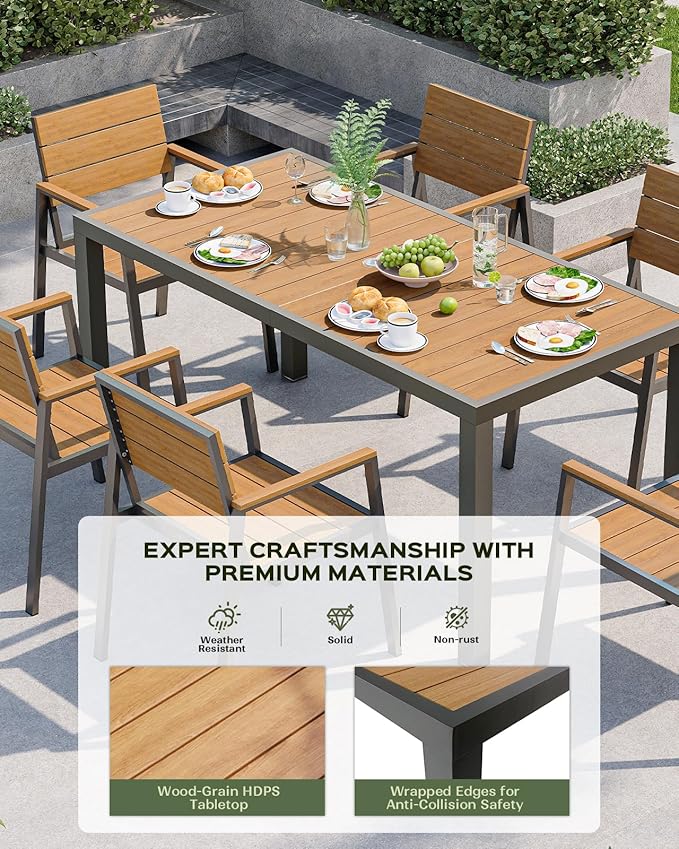 5-Piece Outdoor Dining Set, Aluminum Dining Table Set - Image 2
