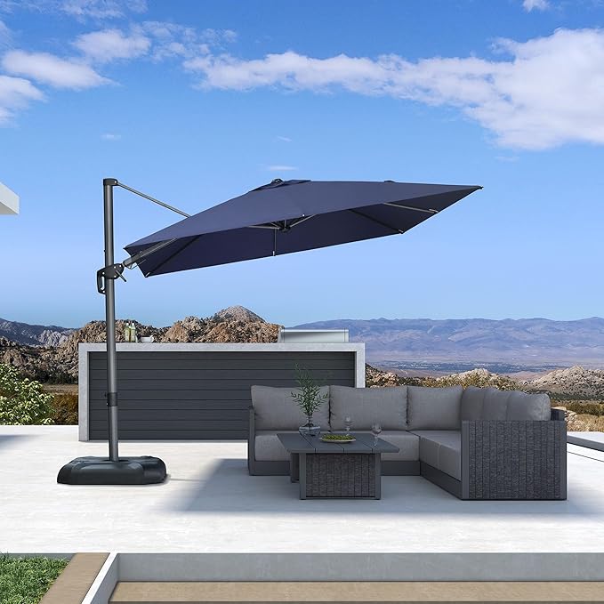 PURPLE LEAF 9' X 9' Left-right Tilt Patio Umbrella Outdoor Cantilever Swivel - Image 2