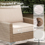 Jing's Villa 2-Piece Outdoor Sectional Single Chair Set, All-Weather Wicker - Image 3