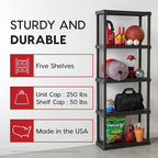 IRIS USA 5-Shelf Light Duty Plastic Storage Shelves, 250lb Capacity, Medium - Image 4