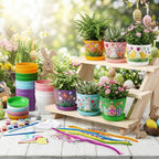 24 Set Garden Plastic Paintable Flower Pot Craft Kit 4" Starter Pots DIY - Image 6