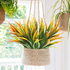 6Pcs Artificial Grass Fake Plants 17.3in Outdoor Plastic Plants UV Resistant - Image 3