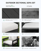 SERWALL HDPE Patio Furniture Set, 7-piece Outdoor Sectional Sofa Set, All - Image 6