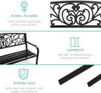Best Choice Products Outdoor Bench Steel Garden Patio Porch Furniture - Image 6