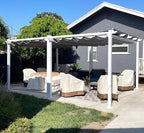 PURPLE LEAF 10' x 13' Aluminum Outdoor Pergola White Wind-Resistant Retractable by Unknown