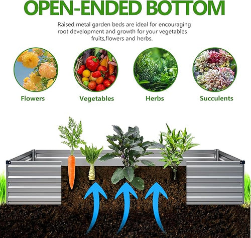 2PCS 8x4x1ft Galvanized Raised Garden Bed Kit, Galvanized Planter Raised Garden - Image 2