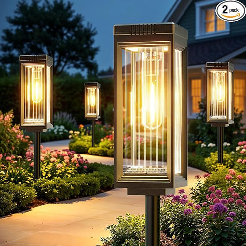 2 Pack Solar Pathway Lights Outdoor, Upgraded Solar Lights Outdoor Waterproof by ELECLINK