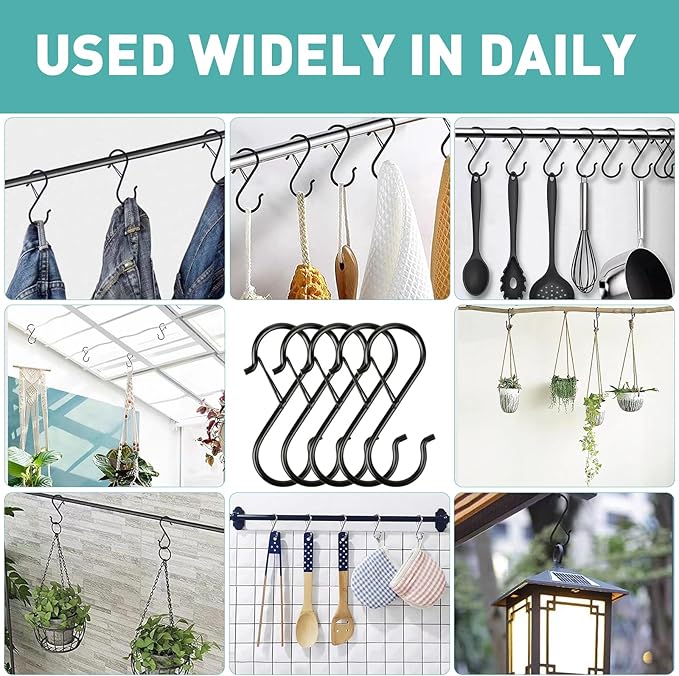 100 Pcs S Hooks for Hanging Heavy Duty, 3.5-inch Heavy Duty Metal S Hook - Image 6