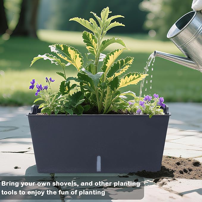 Window Box Planter 6 Pcs, 16.5 Inches Self Watering Rectangle Flower Plant Pots - Image 3